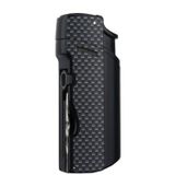 Quantoro Tek Torch Pürmüz Delicili/İğneli Siyah Karbon Desenli Metal Puro Çakmağı