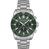 Quantum Erkek Kol Saati 44 mm Silver Kordon Paslanmaz Çelik Kasa Yeşil & Siyah Kadran Su Geçirmez 10 Atm - Gümüş - Koyu Yeşil