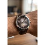 Quantum Galatasaray Erkek Kol Saati | 42 mm Paslanmaz Çelik Kasa, Kahverengi Deri Kordon,