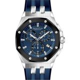 Quantum HNG949.389 Quartz Kronograflı Silikon Lacivert 45 mm Erkek Kol Saati - Renkli