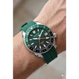 Quantum Otomatik Gmt Erkek Kol Saati | 42MM, Safir Cam, Yeşil Silikon, 20ATM