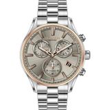 Quantum PWG1193.560 Quartz Çelik Gri Bej Kadran Safir Cam 10 Atm 44 mm Erkek Kol Saati - Renkli