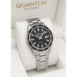 Quantum Qunatum Orijinal 2 Yıl Garantili Safir Cam 10ATM Su Geçirmezlik Çelik Kordon Erkek Kol Saati - Siyah