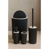 Quardi Banyo Seti Modern Çizgili - 7 Litre Kova 4 Parça Banyo Çöp Kovası Seti Siyah