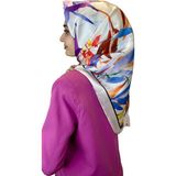 Quare Kristal Eşarp, Yaprak Desenli Kristal Rayon Eşarp 01064 KIRIK BEYAZ