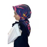 Quare Kristal Eşarp, Yaprak Desenli Kristal Rayon Eşarp 01064 LACİVERT