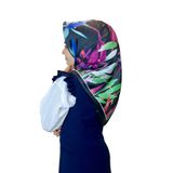 Quare Kristal Eşarp, Yaprak Desenli Kristal Rayon Eşarp 01064 SİYAH YEŞİL