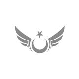 Quart Aksesuar 20 x 11 cm Kanatlı Ay Yıldız Oto Sticker Oto Araba Cam Sticker Gri