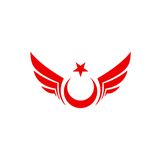 Quart Aksesuar 25 x 14 cm Kanatlı Ay Yıldız Oto Sticker Oto Araba Cam Sticker Kırmızı