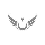 Quart Aksesuar 30 x 17 cm Kanatlı Ay Yıldız Oto Sticker Oto Araba Cam Sticker Gri