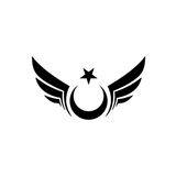Quart Aksesuar 30 x 17 cm Kanatlı Ay Yıldız Oto Sticker Oto Araba Cam Sticker Siyah