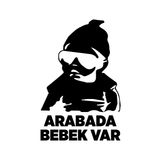 Quart Aksesuar Arabada Bebek Var Oto Sticker Araba Cam Sticker 24 x 16 cm Siyah