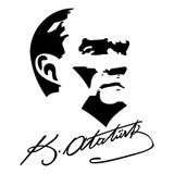 Quart Aksesuar Atatürk Silueti ve İmzası Oto Sticker 30 x 25 cm Siyah