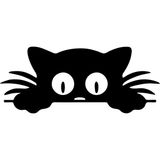 Quart Aksesuar Bagajdan Bakan Kedi Oto Sticker Araba Cam Sticker - Siyah - 20 x 8 cm