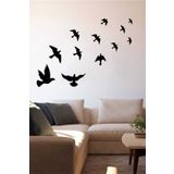 Quart Aksesuar Siyah Uçan Kuş Sürüsü Duvar Sticker Yapıştırma 795258222259