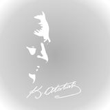 Quart Kemal Atatürk Silüeti ve Imza Oto Sticker Araba Sticker - 40 x 26 cm - Beyaz