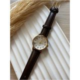 Quartz Bs Stıll Minimal Vintage Kadın Kol Saati Retro Quartz Deri Kordon 1 Adet - Koyu Kahverengi