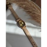 Quartz Bs Stıll Minimal Vintage Kadın Kol Saati Retro Quartz Deri Kordon 1 Adet Vintage Model - Krem