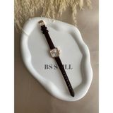 Quartz Bs Still Quartz Retro Minimal Vintage Deri Kordon Kadın Kol Saati - Koyu Kahverengi
