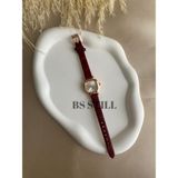 Quartz Bs Stıll Retro Minimal Vintage Deri Kordon Kadın Kol Saati - Bordo