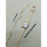 Quartz Kadın Kol Saati Vintage Gold Kasa- Oval Model- Bej Kroko Desenli Kordon TT0054 - 20 cm
