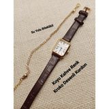 Quartz Kadın Kol Saati Vintage Gold Kasa- Oval Model- Koyu Kahve Renk Kordon TT0054 - 20 cm