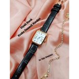 Quartz Kadın Kol Saati Vintage Gold Kasa- Oval Model- Siyah Kroko Desenli Kordon TT0054 - 20 cm