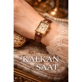 QUARTZ KALKAN Vintage Kadın Kol Saati Minimal Retro Taş Detaylı