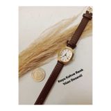 QUARTZ Minimal Vintage Kadın Kol Saati Retro Tasarım - Gold RENK Kasa - OVAL MODEL , ROMA RAKAMLI