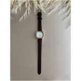 Quartz Retro Minimal Vintage Deri Kordon Kadın Kol Saati - Kahverengi