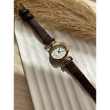 Quartz Retro Minimal Vintage Deri Kordon Kadın Kol Saati Kelebek Model - Açık Kahverengi
