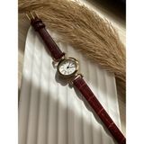 Quartz Retro Minimal Vintage Deri Kordon Kadın Kol Saati Kelebek Model - Kırmızı