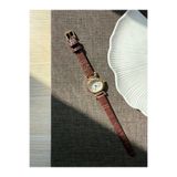 QUARTZ Retro Minimal Vintage Koyu Kahve Renk Kroko Desenli Kordon Kadın Kol Saati Kelebek Model bb0057
