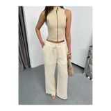 QUASAR Fashion YENİ SEZON MÜSLİN KETEN KUMAŞ ŞORT ASTARLI BELLİ FULL LASTİKLİ TERLETMEYEN BAĞCIKLI BOL PAÇA PALAZZO WİDE LEG PANTOLON