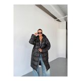 QUASAR Fashion Yeni Sezon Oversize Kalıp Siyah Şişme Uzun Mont