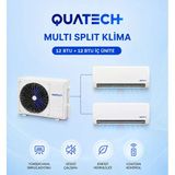 Quatech Multi Split Klima 12.000 + 12.000 Btu/H | 1 Dış Ünite 24000 Btu/H A++ Enerji Sınıfı Duvar Tipi Inverter Klima