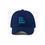 Quatex Bla Bla Bla Nakışlı Şapka - Lacivert Renk %100 Pamuk Gabardin Unisex Model Şapka