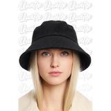 Quatex Kadife Kumaş Bucket Şapka - Siyah %100 Kadife Kumaş Unisex Model