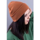 QUATEX Kahverengi Unisex Katlamalı Triko Düz Bere