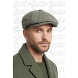 Quatex Kaşe Kasket İngiliz Model Peaky Blinders Haki Balık Sırtı Desen %100 Kaşe Arkası Lastikli