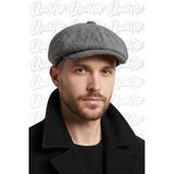 Quatex Kaşe Kasket İngiliz Model Peaky Blinders Siyah Balık Sırtı Desen %100 Kaşe Arkası Lastikli
