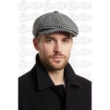Quatex Kaşe Kasket İngiliz Model Peaky Blinders Siyah Kareli %100 Kaşe Arkası Lastikli