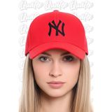 Quatex Ny New York Nakışlı Şapka – Kırmızı %100 Pamuk Gabardin Unisex Model - Tek Beden - Kırmızı - Siyah