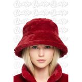 Quatex Peluş Kışlık Bucket Şapka - Bordo %100 Peluş Kumaş Unisex Model