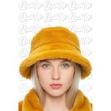 Quatex Peluş Kışlık Bucket Şapka - Sarı %100 Peluş Kumaş Unisex Model