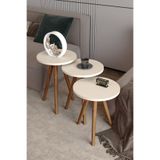 QUATTRO HOME 3'lü Yuvarlak Zigon Sehpa Takımı Krem