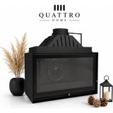 Quattro Home 75 cm Düz Siyah Cam Döküm Şömine Haznesi – 10-14 Kw