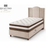 Quattro Home Bahama Premium Tek Kişilik Yatak Seti Ortopedik Pocket Yaylı Sandıklı Baza Başlık Takımı 30 cm - 90x190