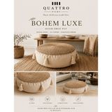 Quattro Home Bohem Luxe Hasır Örgü Puf Minder Iç Dolgulu Dekoratif Yer Minderi - 50x50