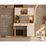Quattro Home Bulgari Kitaplıklı Çalışma Masası - Krem - Doğal Ahşap - Üst Bölüm: 120x85x22 cm, Alt Bölüm: 120x80x57 cm